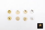 Gold Bead Caps, 6 mm Silver Bead End Caps Styles # 3419, Round Petal Star Discs