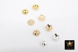 Gold Bead Caps, 6 mm Silver Bead End Caps Styles # 3419, Round Petal Star Discs