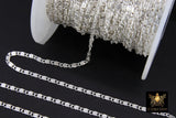925 Sterling Silver Bar Chain, 6 mm Silver Sequin Chains CH #868, Silver Oval Scroll Bar Unfinished Lumachina Chains