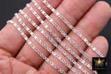 925 Sterling Silver Bar Chain, 6 mm Silver Sequin Chains CH #868, Silver Oval Scroll Bar Unfinished Lumachina Chains