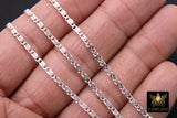 925 Sterling Silver Bar Chain, 6 mm Silver Sequin Chains CH# 868, Silver Oval Scroll Bar Unfinished Lumachina Chains