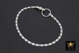 925 Sterling Silver Scroll Bar Bracelet, Rectangle Swivel Fob Designer Bracelet #3424, Dainty Infinity Bracelet
