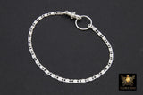925 Sterling Silver Scroll Bar Bracelet, Rectangle Swivel Fob Designer Bracelet #3424, Dainty Infinity Bracelet