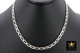 925 Sterling Silver Necklace, Rectangle Chunky Designer Chain Choker #3427, Silver Large Paperclip Link Choker