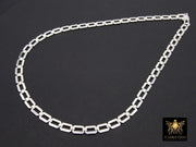 925 Sterling Silver Necklace, Rectangle Chunky Designer Chain Choker #3427, Silver Large Paperclip Link Choker