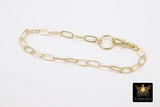 14K Gold Filled Paperclip Charm Bracelet, 14 K Gold Filled Swivel Fob Bracelet #3427, Fob Clip 8 mm Statement Bracelet