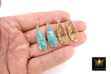 Long Teardrop Amazonite Gold Charms, Citrine Oval Elongated Gemstone Charms #3436, Gold Plated Over Sterling Silver