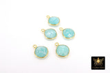 Gold Diamond Square Charms, Blue Amazonite Gemstone Charms #3435, Gold Over 925 Sterling Silver Charms