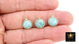 Gold Diamond Square Charms, Blue Amazonite Gemstone Charms #3435, Gold Over 925 Sterling Silver Charms