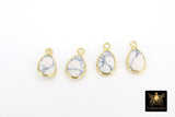 White Turquoise Teardrop Charms, Gold Oval White Howlite Gemstones #3434, Gold Over Sterling Silver Birthstone Pendants, 8 x 14 mm