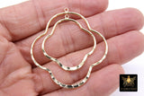 Textured Gold 50 mm Clover Hoop Ear Rings, 37 mm Glittery Gold Charms # 949, High Quality Quatrefoil Light Weight Wire Hoops Finding