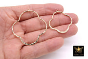 Textured Gold 50 mm Clover Hoop Ear Rings, 37 mm Glittery Gold Charms # 949, High Quality Quatrefoil Light Weight Wire Hoops Finding