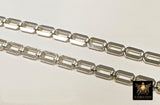 925 Sterling Silver Rectangle Chains, Silver Unfinished Rectangle Chain CH #866, 5.6 mm Flat Box Chain