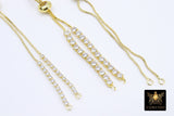 Gold Adjustable Half Bracelets, Unfinished Gold Plated Chain Beaded, CZ