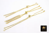 Gold Adjustable Half Bracelets, Unfinished Gold Plated Chain Beaded, CZ
