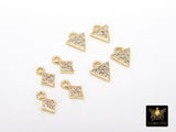 CZ Pave Gold Triangle Charms, 2 Pcs Tiny Diamond Shape Charms #122, Tiny Gold Plated 8 mm Minimalist Charms