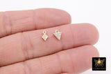 CZ Pave Gold Triangle Charms, 2 Pcs Tiny Diamond Shape Charms #122, Tiny Gold Plated 8 mm Minimalist Charms