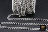 Stainless Steel Chain, 304 Silver Flat Dainty Curb Chains CH #254, 6 mm Unfinished Cable Necklace Chains