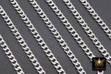 Stainless Steel Chain, 304 Silver Flat Dainty Curb Chains CH #254, 6 mm Unfinished Cable Necklace Chains