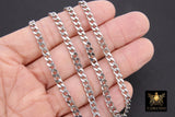 Stainless Steel Chain, 304 Silver Flat Dainty Curb Chains CH #254, 6 mm Unfinished Cable Necklace Chains