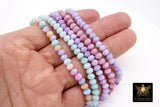 Multi Color Crystal Beads, 6 mm Faceted Spring Crystal Rondelle BS #255, Purple Aqua Jewelry Bead Strands