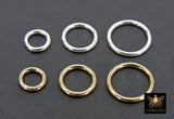 14 K Gold Filled Closed Soldered Rings, 925 Sterling Silver Interlocking Charms # 2401, Round Shaped 6 mm 8 mm 10 mm