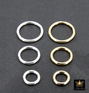 14 K Gold Filled Closed Soldered Rings, 925 Sterling Silver Interlocking Charms # 2401, Round Shaped 6 mm 8 mm 10 mm
