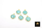 Gold Diamond Square Charms, Blue Amazonite Gemstone Charms #3435, Gold Over 925 Sterling Silver Charms