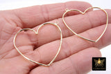 Gold Heart Hoop Ear Rings, 42 mm Silver Heart Shaped Gold Charms #946, High Quality