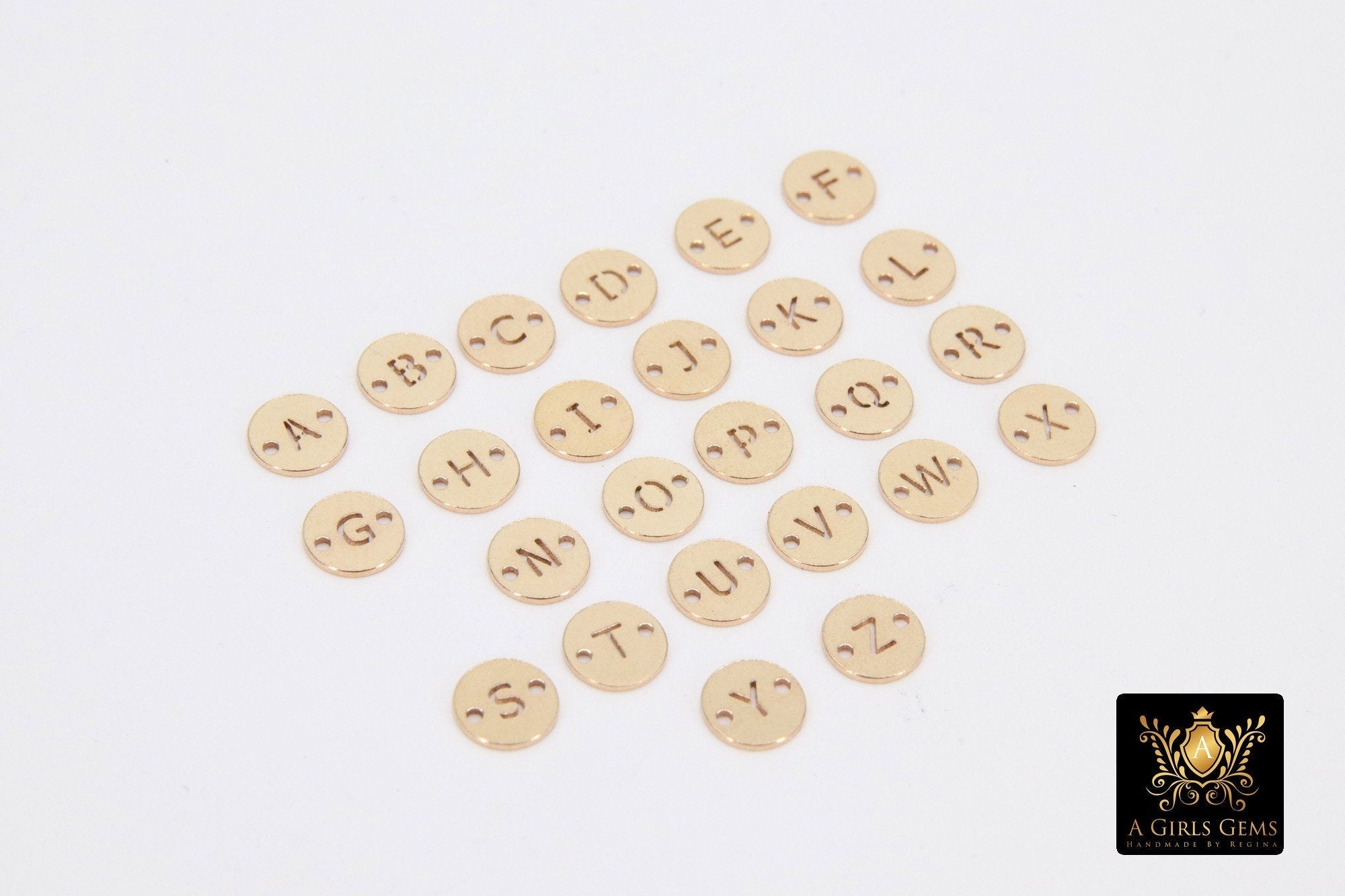 14 K Gold Filled Letter Connectors, 6 mm Gold Alphabet Letter # 3423, Round Block Name Letters