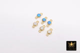 14 K Gold Filled Solitaire Connectors, 3 mm White Opal Links #3429, CZ Style Genuine 14 20 Gold Blue Opal