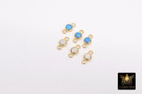 14 K Gold Filled Solitaire Connectors, 3 mm White Opal Links # 3429, CZ Style Genuine 14 20 Gold Blue Opal