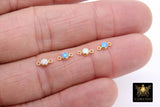 14 K Gold Filled Solitaire Connectors, 3 mm White Opal Links #3429, CZ Style Genuine 14 20 Gold Blue Opal