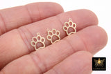 14 K Gold Filled Tiger Paw Charm, 9 mm Gold Animal Charm #3428, Dog Paw Charms