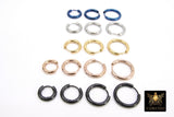 Gold Stainless Steel Hoop Earrings, 2.5 mm Thick Silver Earrings #2138, 316 Surgical Steel Blue Black Rose