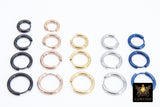 Gold Stainless Steel Hoop Earrings, 2.5 mm Thick Silver Earrings #2138, 316 Surgical Steel Blue Black Rose