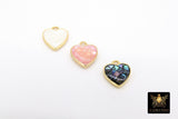 Gold Shell Heart Charms, 10 mm White Shell Dainty Hearts #3445, Small Pink