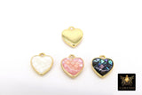 Gold Shell Heart Charms, 10 mm White Shell Dainty Hearts #3445, Small Pink