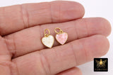 Gold Shell Heart Charms, White Shell Dainty Hearts #3448, Small Matte Gold Pink Heart Charms