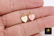 Gold Shell Heart Charms, White Shell Dainty Hearts #3348, Small Matte Gold Pink Heart Charms