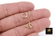 14 K Gold Filled Toggle Clasp, Small Round Clasps with Toggle Bar Connectors #3447, 8 x 11 mm and 11 mm Bar