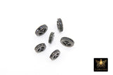 Black Spacer Beads, Black CZ Rondelle Spacer Donut #3350, 6/8/10 mm Round Disc Wheels