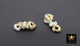 CZ Gold Twist Spacer Beads, 6 mm Round Silver Soldered Jump Rings #3450, Fancy Bumpy Silver Ring Twist