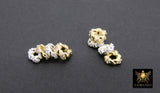 CZ Gold Twist Spacer Beads, 6 mm Round Silver Soldered Jump Rings #3351, Fancy Bumpy Silver Ring Twist