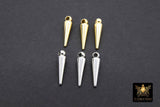 Gold Spike Pendant, Silver Bar Spike Point Charms # 3451, 15 mm Small Gold Spike Needle