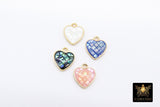 Gold Shell Heart Charms, 10 mm White Shell Dainty Hearts #3445, Small Pink