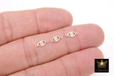 14 K Gold Filled Evil Eye Connector, CZ Micro Pave Evil Eyes Charms # 3453, Tiny Minimalist Permanent Jewelry Links