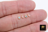 14 K Gold Filled CZ Charm, 3 mm Blue March Round with Jump Rings AG #3452, Pink October Birthday Permanent Jewelry