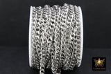Stainless Steel Chain, 304 Silver Flat Dainty Curb Chains CH #254, 6 mm Unfinished Cable Necklace Chains