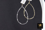 Dapped Gold Teardrop Hoop Ear Rings, 29 x 45 mm Textured Silver Charms AG #3333, Oval Hoops High Quality Light Weight Wire Hoops Finding
